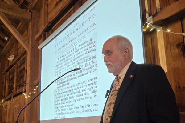 Dr. Edward Papenfuse speaking at Union Mills